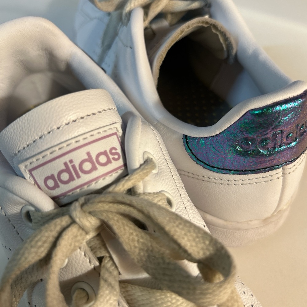 Adidas White and Purple Fluorescent Shoes‎